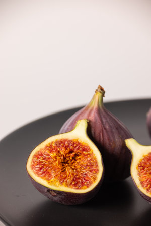 Figs on a plate, figs in section. High quality photo