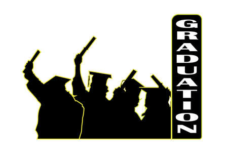 graduation day for students in uniform on white backgroundのイラスト素材