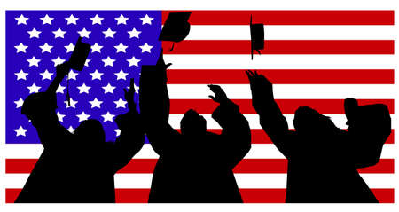 silhouette of people who have a backpack.のイラスト素材