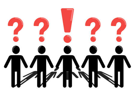 Concept image of the characters. Questions, answers and solutionsのイラスト素材