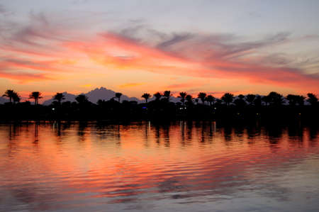 Hospitable Hurgada At Warm November Sunset. Egypt.の写真素材