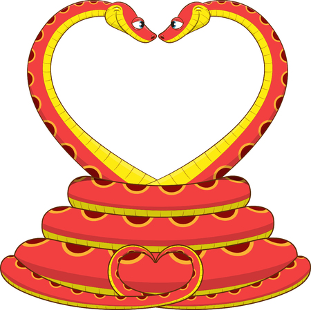 illustration: Two lovers snakeのイラスト素材