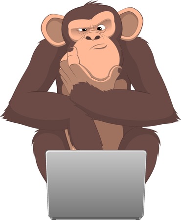 illustration, Clever monkey at a computerのイラスト素材