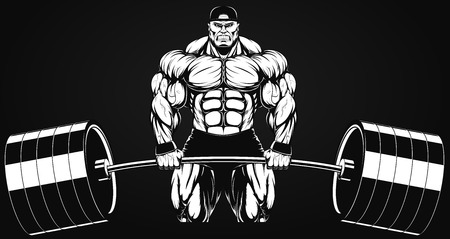 Illustratio, a ferocious bodybuilder with a barbellのイラスト素材