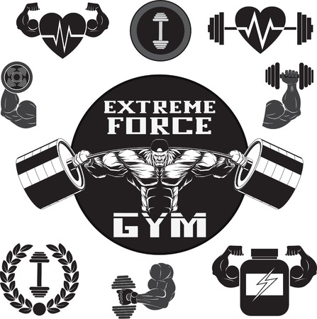 Set Weight Lifting Labels のイラスト素材