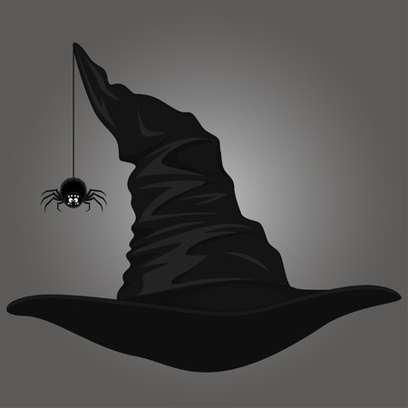 Hat and spider, vector illustrationのイラスト素材