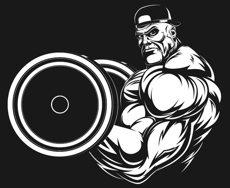 Illustratio, a ferocious bodybuilder with a barbellのイラスト素材