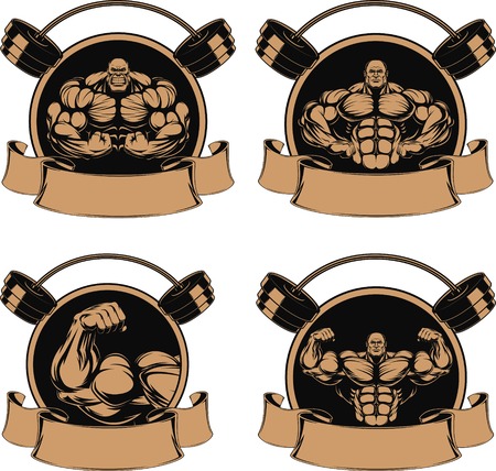 set man of iron bodybuilder showing muscles illustration のイラスト素材