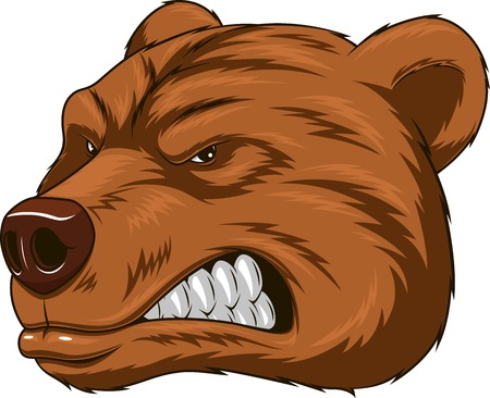 Vector illustration, Angry bear head mascot, head mascotのイラスト素材