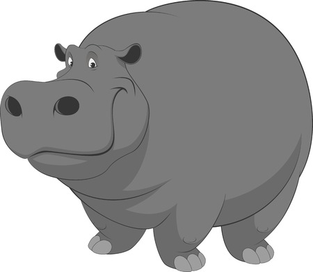 Vector illustration, cute smiling hippo on white backgroundのイラスト素材