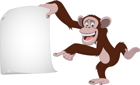 Vector illustration, funny chimpanzee on a white background, cartoonのイラスト素材