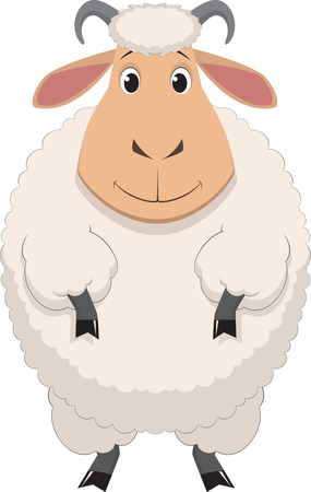 illustration cartoon baby sheep on a white backgroundのイラスト素材