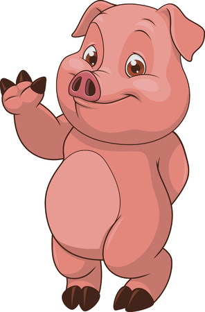 Vector illustration, funny baby pig, on a white background.のイラスト素材