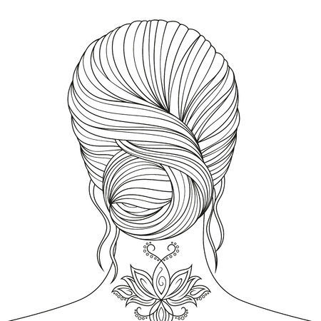 Vector illustration, beautiful girl coloring, on white background.のイラスト素材