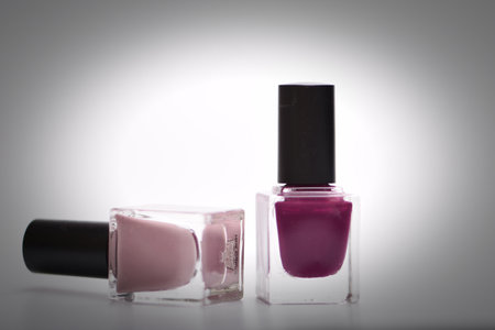 Nail polish bottles isolated on white background, clipping path included.の写真素材