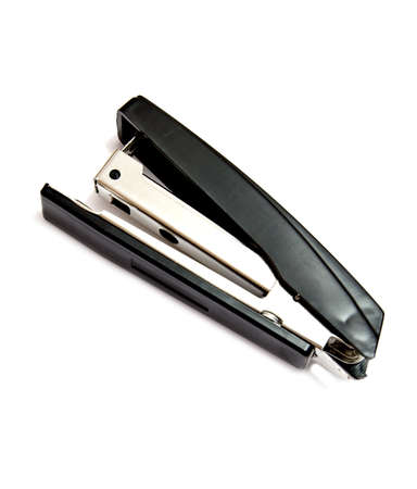 black stapler isolated on a white background