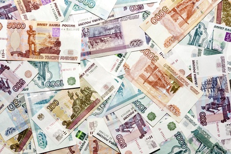 a lot of Russian banknotes of different nominal