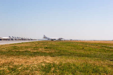 ENGELS, RUSSIA - AUGUST 19, 2017: Air Fleet Day. Military aircraft at a military airfield on the...