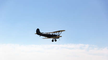 Biplane in the sky, in the air