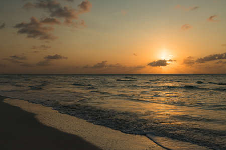 Landscape magnificent sunset on the oceanの写真素材
