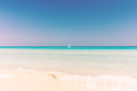 sailboat on the horizon, turquoise sea, beautiful landscape