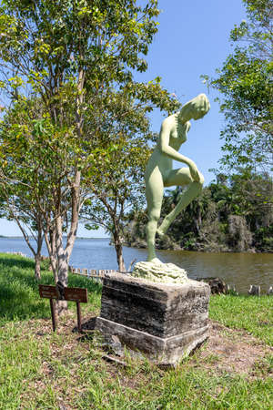 Province of Matanzas, Cuba - May 20, 2021: Indian Village Guam. Cienaga de Zapata. Indigenous statues of Cuba depict everyday lifeのeditorial素材