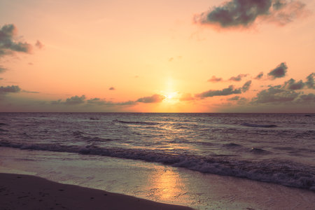 Landscape magnificent sunset on the oceanの写真素材