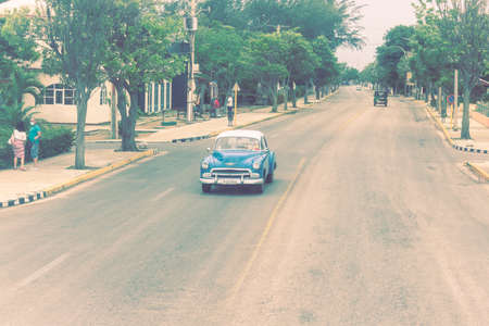 Varadero, Cuba - May 20, 2021: Streets of Varadero. Exotic retro carsのeditorial素材