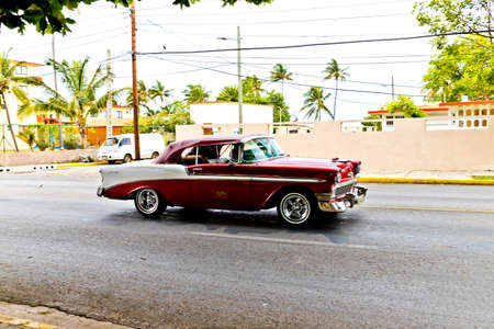 Varadero, Cuba - May 20, 2021: Streets of Varadero. Exotic retro carsのeditorial素材