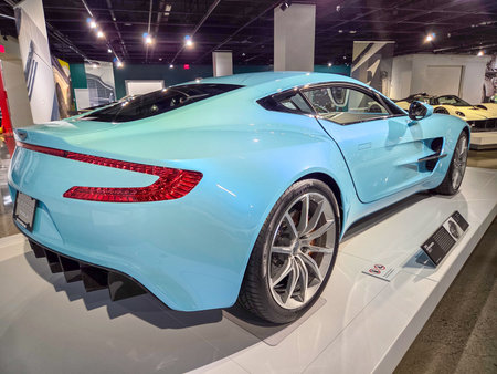 Los Angeles, USA - November 30, 2025: Petersen Automotive Museum. 2012 Aston Martin ONE-77
