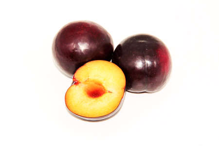 plums on a white backgroundの写真素材