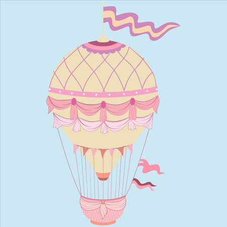 Fairytale pink Balloon Vector flat illustration eps10.のイラスト素材
