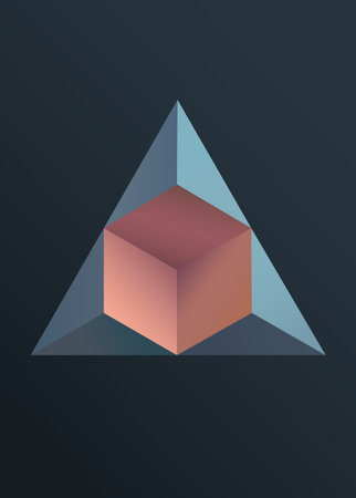 three dimensional complex shape. Abstract Poster Design Template Geometric Shapes. Vector...