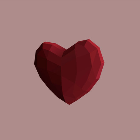 red heart of Geometric rumpled triangular low poly origami style gradient graphic illustration. Vector polygonal design for your business.のイラスト素材