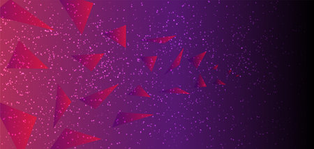 Pink-violet polygonal plexus background. Science and technology. Microbiology. Macro effect. Lines and points. Particle motion. Blur. Colorful space polygonal background.のイラスト素材