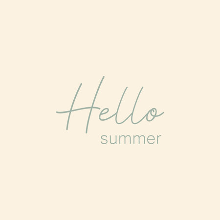 Hello summer - hand drawn calligraphy and lettering inscription.のイラスト素材