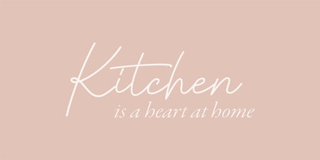 Kitchen is a heart at home - hand drawn calligraphy and lettering inscription.のイラスト素材