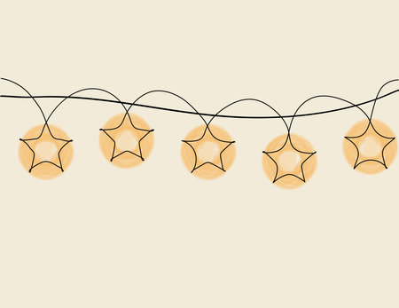 Continuous line of garland of stars. Christmas theme vector illustration.のイラスト素材