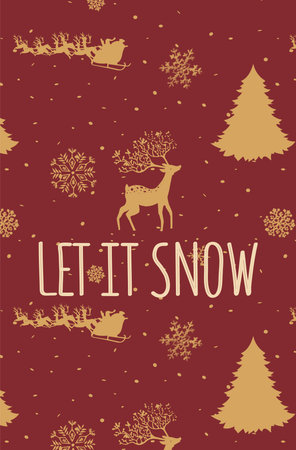 Christmas card with the inscription Let it snow.のイラスト素材