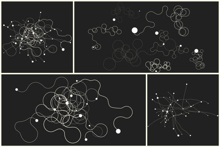 Abstract black and white background with generative art elements. Futuristic and glitched shapes in cyberpunk style.のイラスト素材