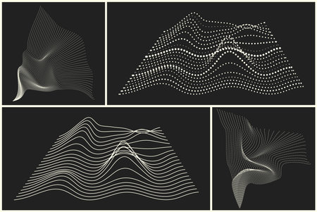 Abstract black and white background with generative art elements. Futuristic and glitched shapes in cyberpunk style.のイラスト素材