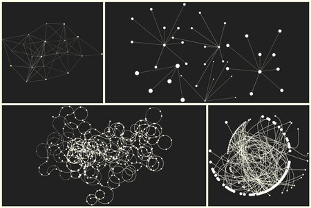 Abstract black and white background with generative art elements. Futuristic and glitched shapes in cyberpunk style.のイラスト素材