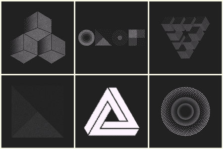 Abstract black and white background with generative art elements. Futuristic and glitched shapes in cyberpunk style.のイラスト素材