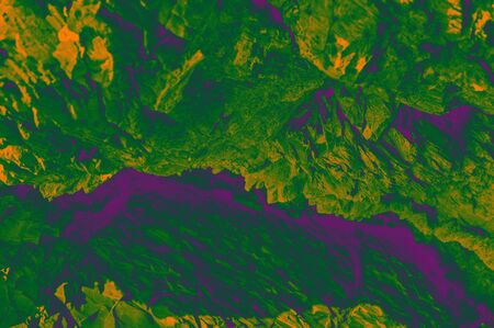 Ðbstract pattern in the composition of the wall is painted in green violet yellow, geometric...