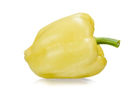 Bell pepper. Yellow sweet pepper on a white background. Fresh vegetables. Healthy food.Yellow sweet pepper, great design for any purposes.の写真素材
