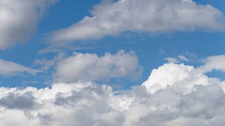 Blue sky with white clouds, Nature background.の写真素材