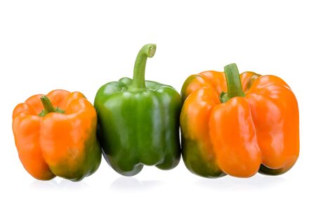 Bulgarian pepper. Yellow green pepper, excellent design for any purpose. Fresh vegetables close-up. Healthy food.の写真素材