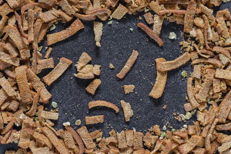 Salty, bread crumbs with garlic for beer and a frame for copy space.の写真素材