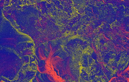 Beautiful abstract marble pattern, stone texture.Purple, red and yellow background colors. Fashionable textiles, fabric, packaging, paintings for the interior.の写真素材