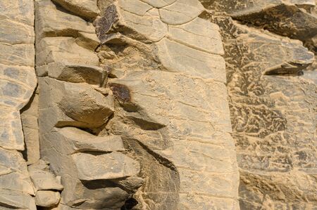 Texture of a yellow rock rock or background for design.
Surface of the wall with textured surfaces for tiles.の写真素材